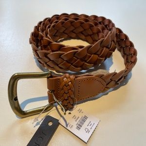JCrew Long Braided Italian Leather Belt medium large ml